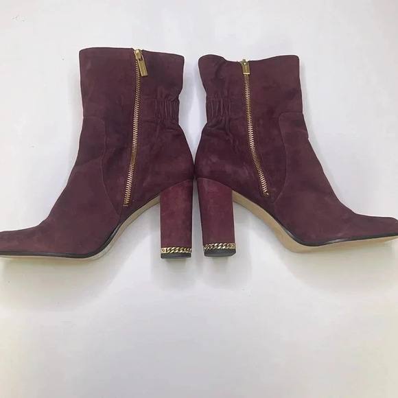 MICHAEL by Michael Kors Burgundy Suede Ankle Boots size 10m - Picture 3 of 9